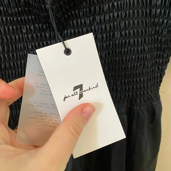 7 FOR ALL MANKIND ATHENA NAP BLACK FAUX LEATHER SQUARE NECK DRESS NWT SIZE M - Picture 5 of 8